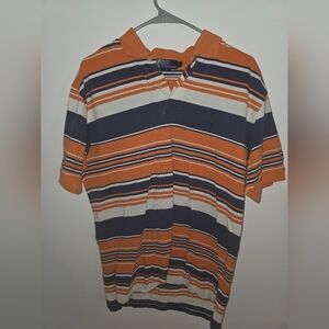 Polo by Ralph Lauren Orange & Navy Striped Polo Shirt